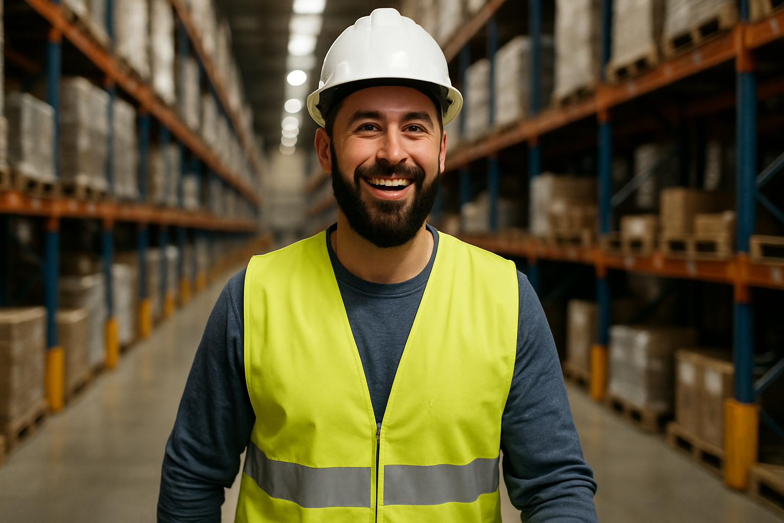 Warehouse worker operating a forklift